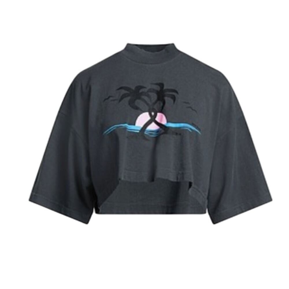 Palm Angels cropped dark gray T shirt L